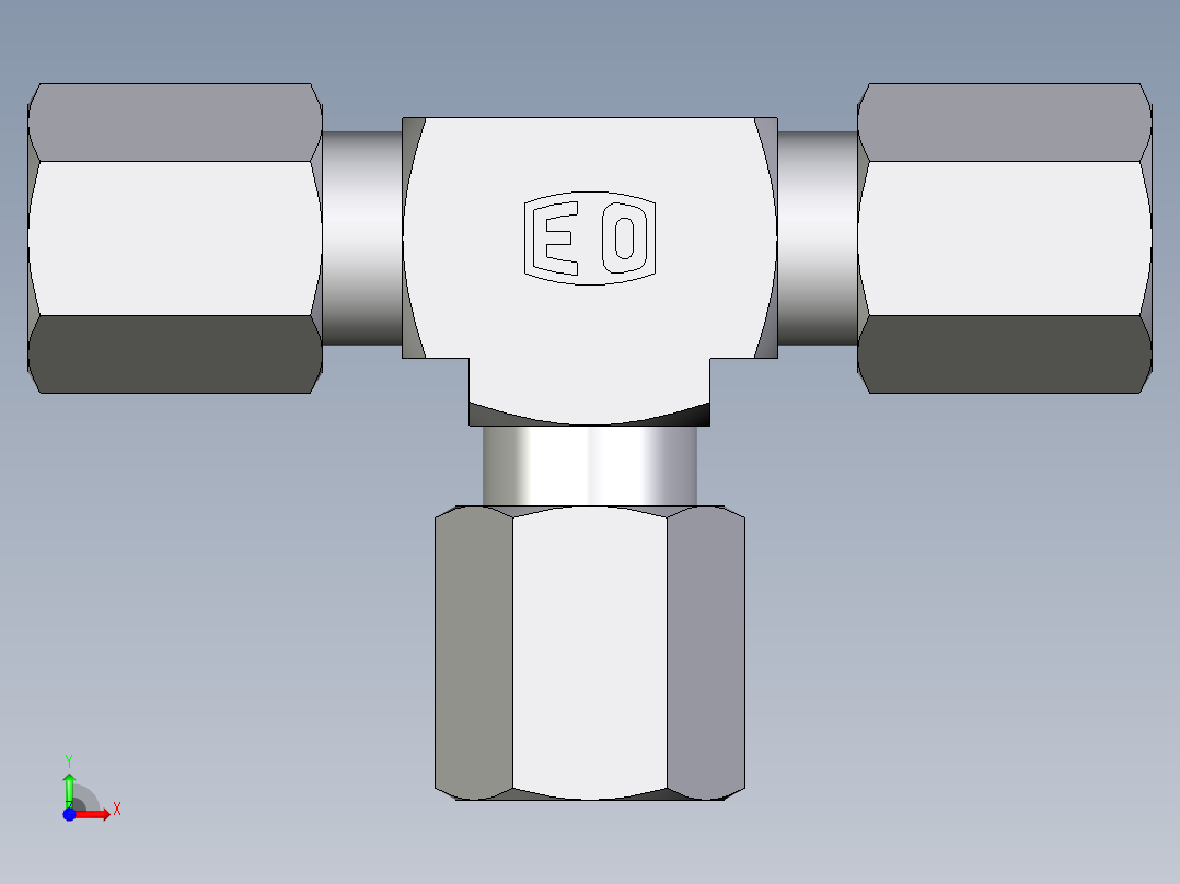 卡套式工业通用硬管接头EO_Union_tee_T04LLCF前视图