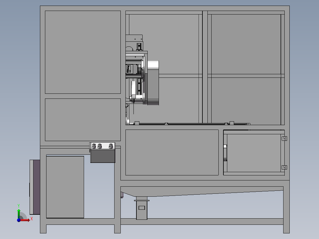 汽车天窗导轨锯切倒角机 非标自动化设备3D图纸3D模型前视图