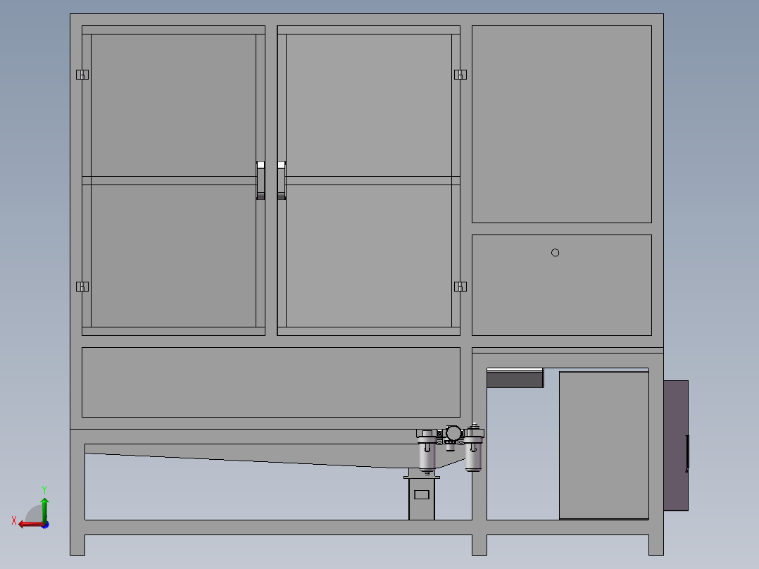 汽车天窗导轨锯切倒角机 非标自动化设备3D图纸3D模型后视图