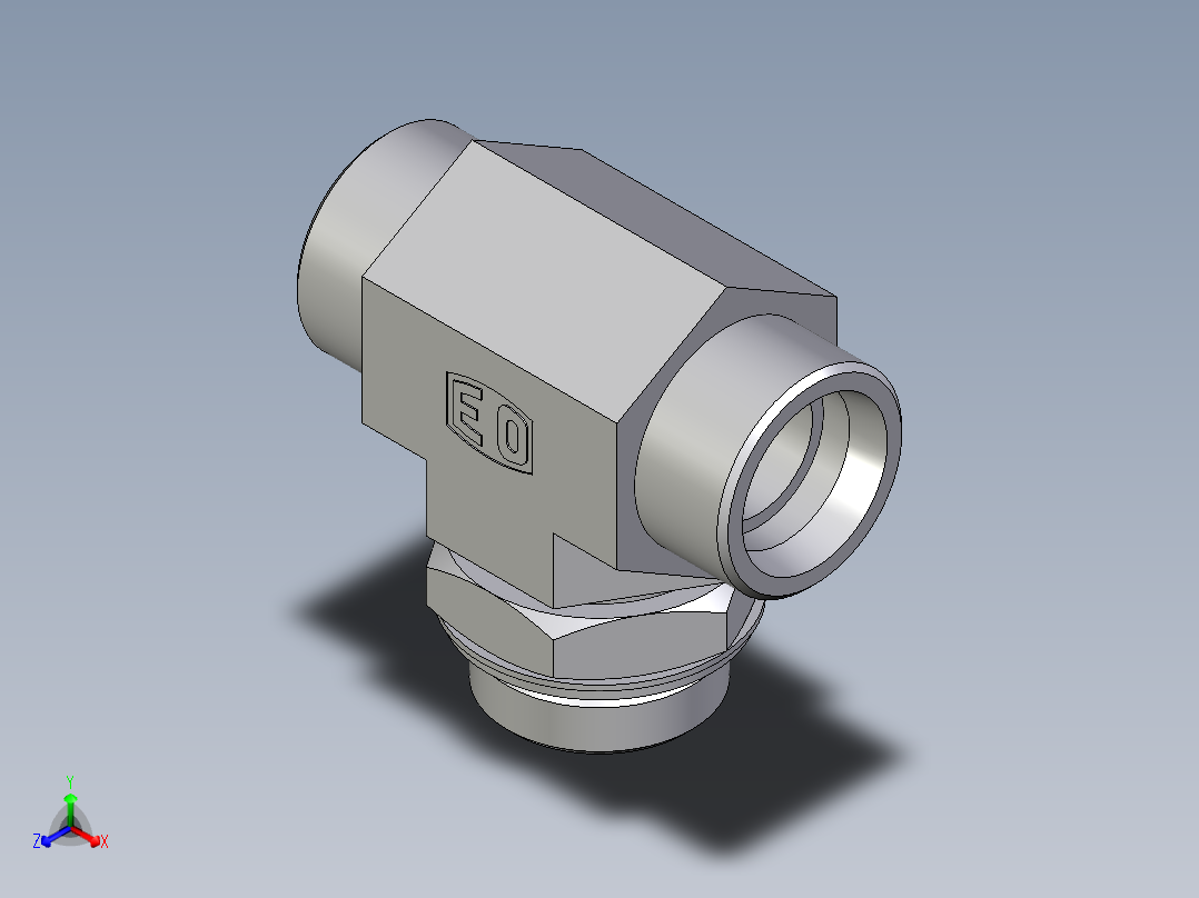 卡套式工业通用硬管接头EO_Adjustable_locknut_branch_tee_TEE30SROMDCF主视图