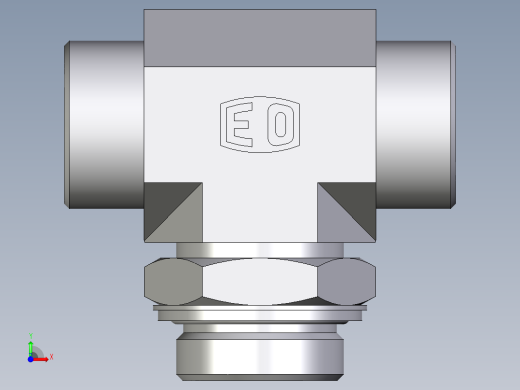 卡套式工业通用硬管接头EO_Adjustable_locknut_branch_tee_TEE30SROMDCF前视缩略图