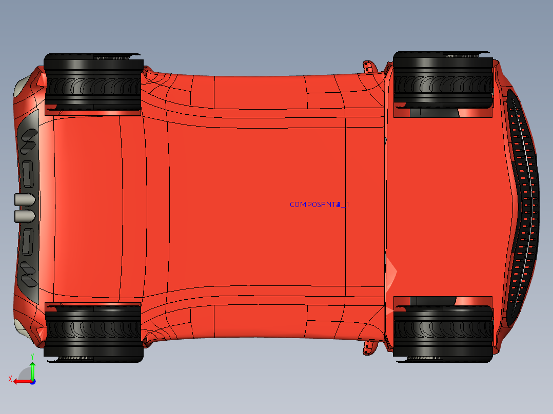 小型汽车造型后视图