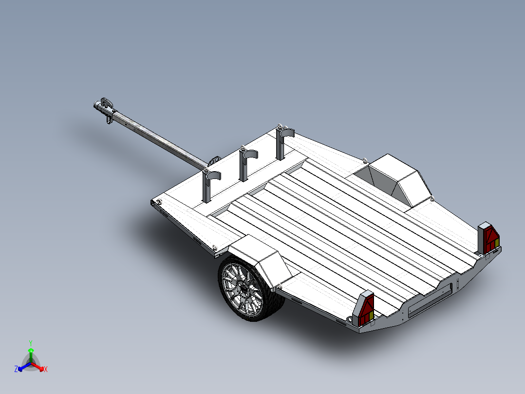 挂车拖车motorcycle-trailer-motorrad-anhanger SW STP正等轴测图