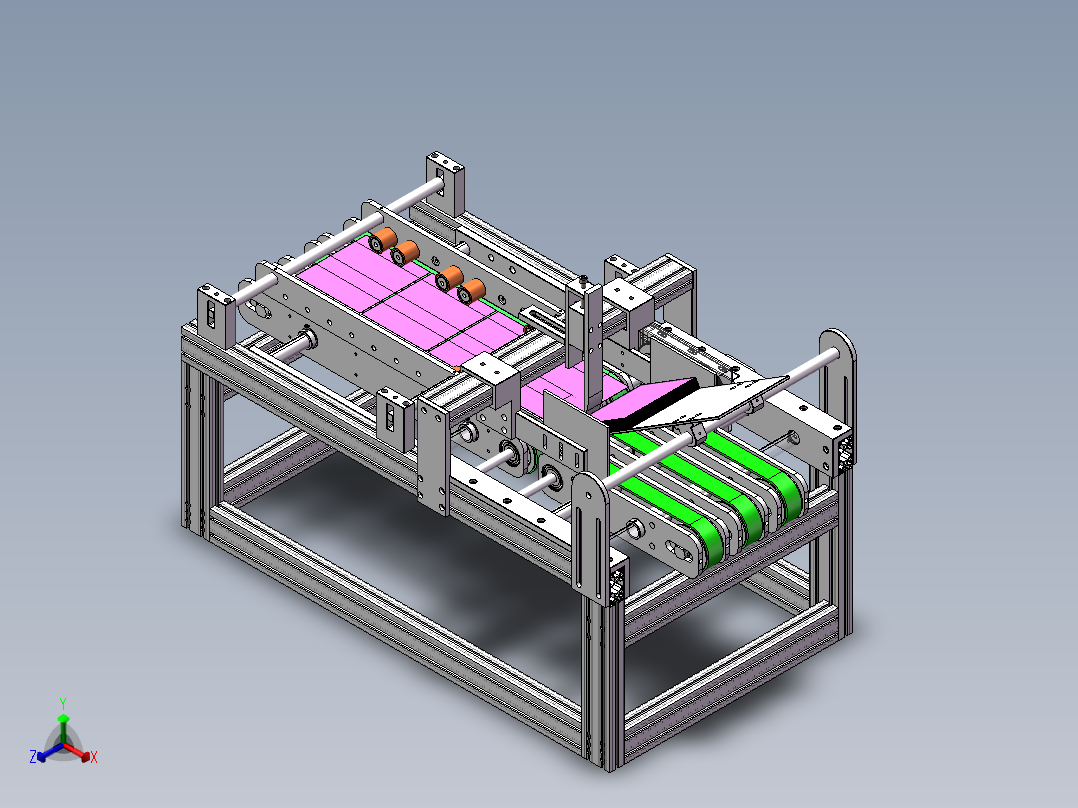 供料机自动化片料单张出料（sw18可编辑+工程图+bom）正等轴测图