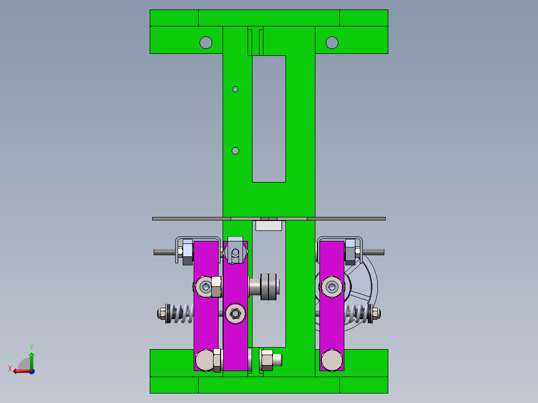 机械单元，通过在垂直和水平方向上的运动来控制纵向和横向倾斜的程度后视图
