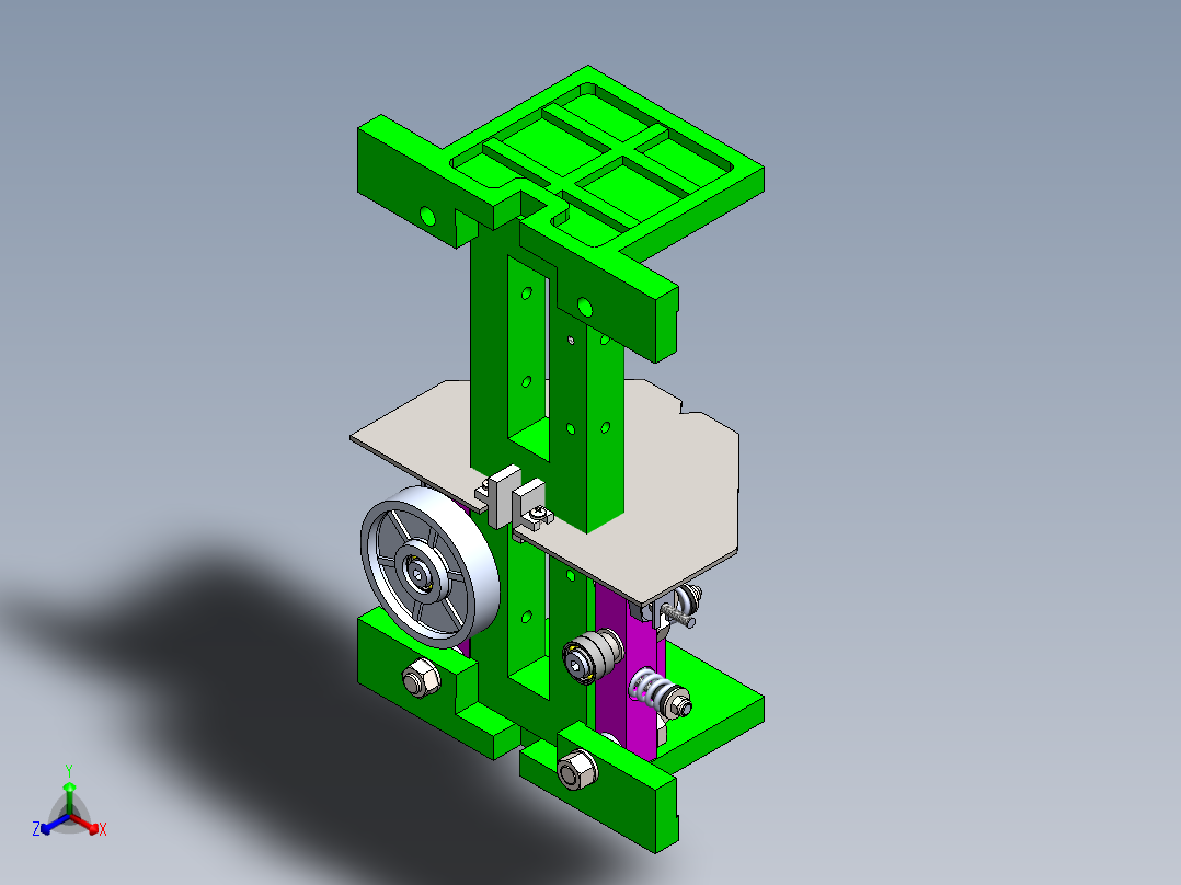 机械单元，通过在垂直和水平方向上的运动来控制纵向和横向倾斜的程度正等轴测图