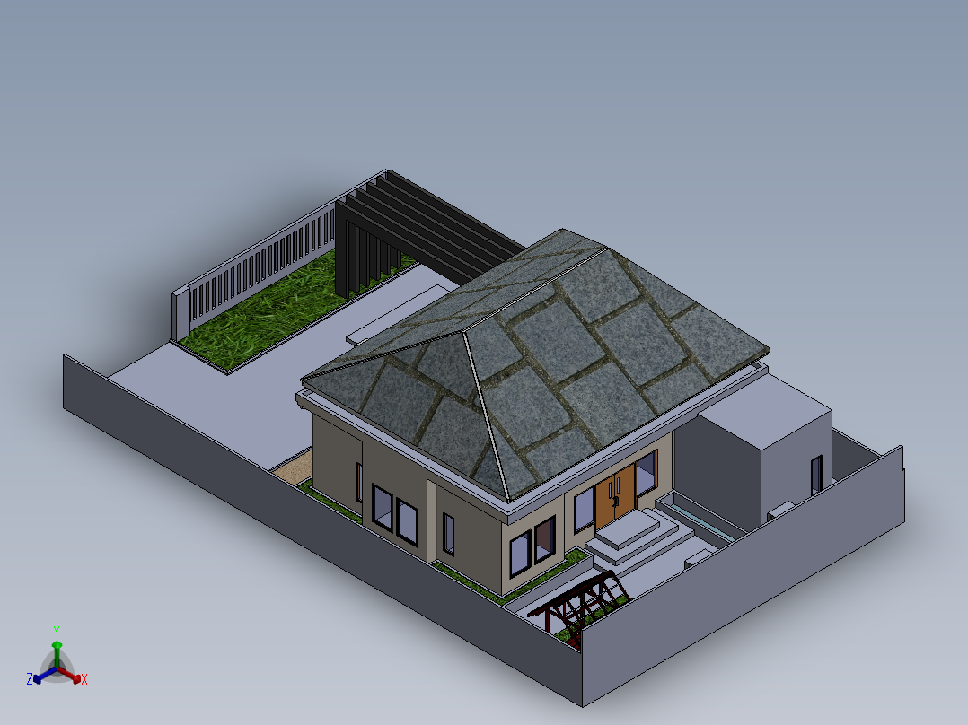 巴厘岛别墅正等轴测图