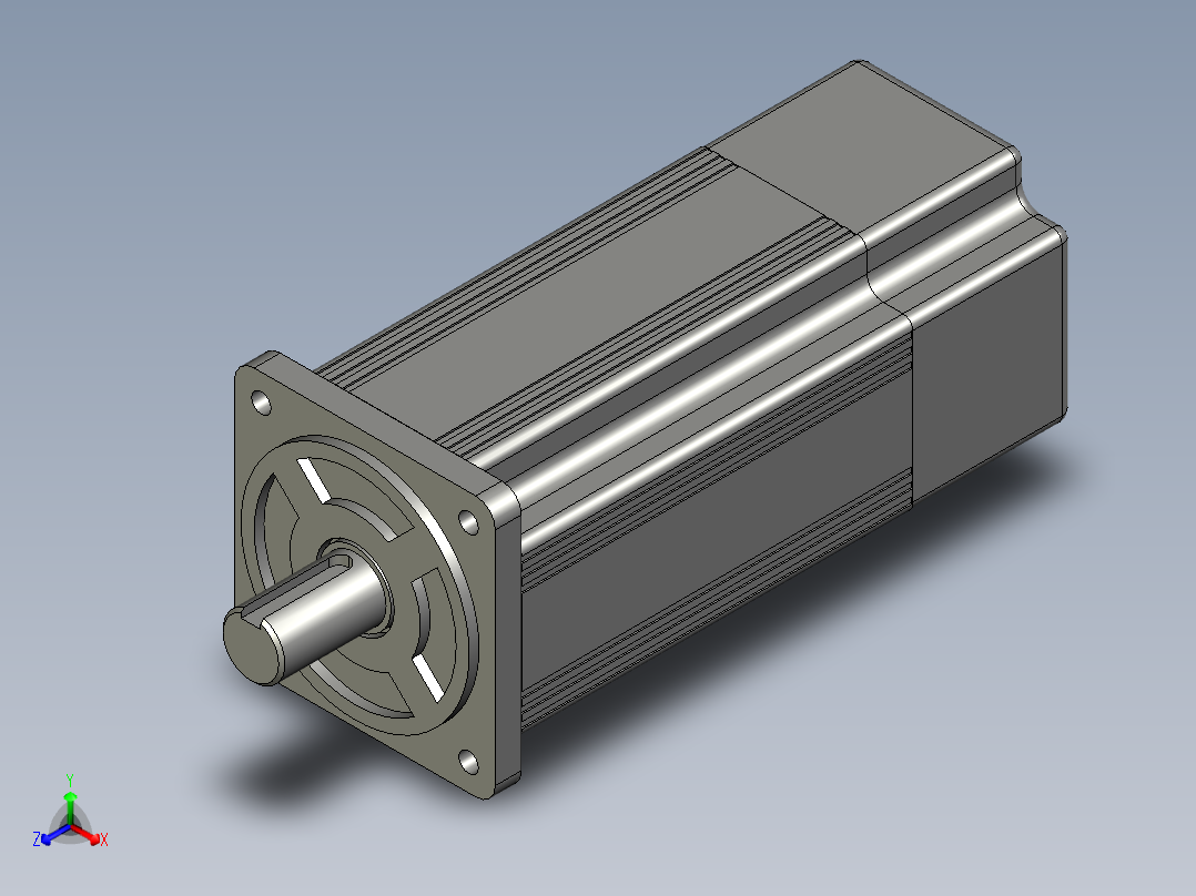 台达伺服电750带刹车电机正等轴测图
