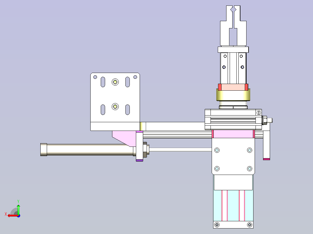 一款气缸夹取旋转结构设计后视图