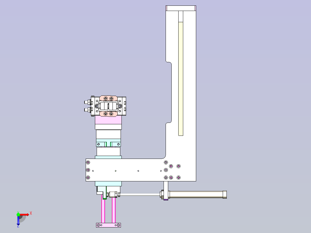 一款气缸夹取旋转结构设计俯视图