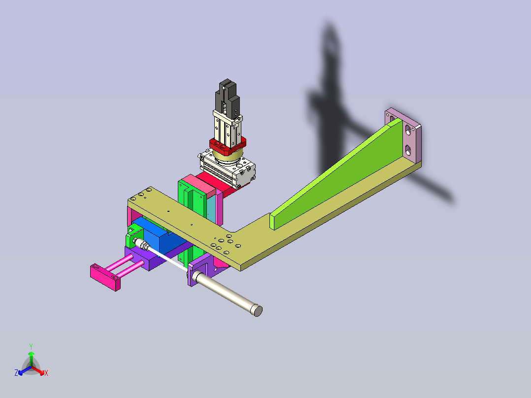一款气缸夹取旋转结构设计正等轴测图