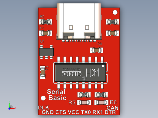 TTL UART-USB-C – CH340C模块前视缩略图