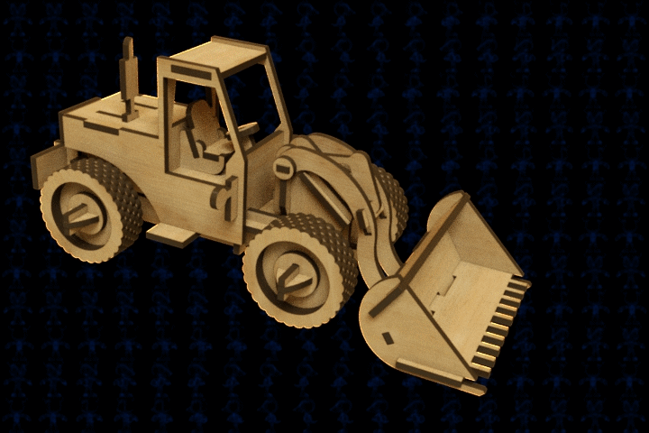 激光切割装载机立体拼装模型3D图纸 Solidworks2018 附多种格式