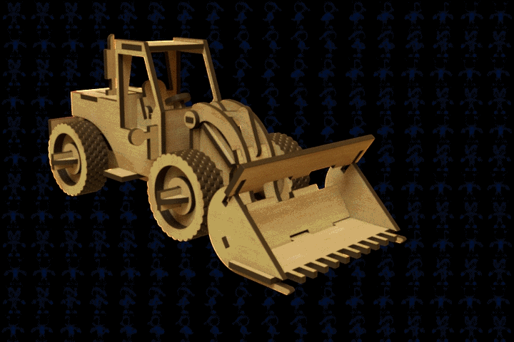 激光切割装载机立体拼装模型3D图纸 Solidworks2018 附多种格式