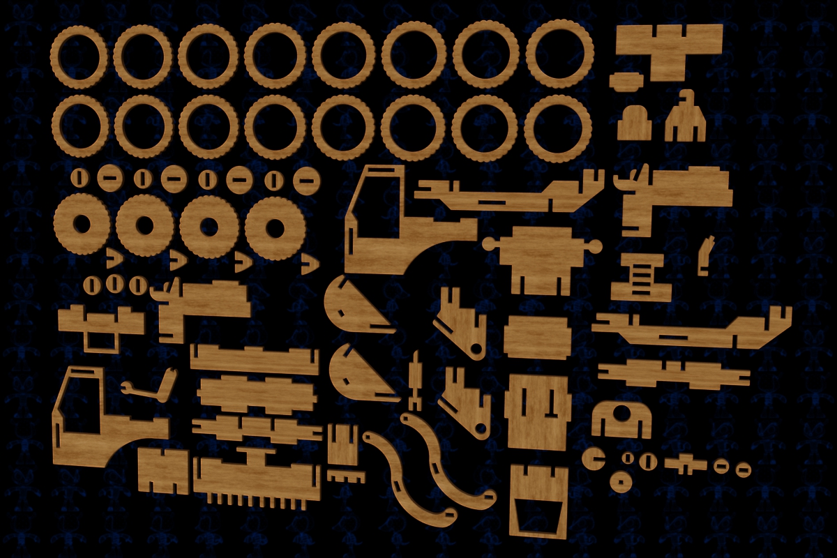 激光切割装载机立体拼装模型3D图纸 Solidworks2018 附多种格式