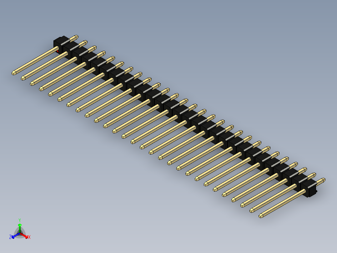 彩色公头100mil（2.54mm）系列-DS1021_black_1x28p_100mil_Type5_rev1.0正等轴测图