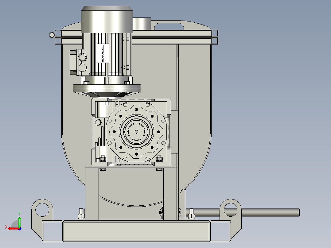 horizontal-mixer卧式搅拌机3D数模图纸 STP格式后视图