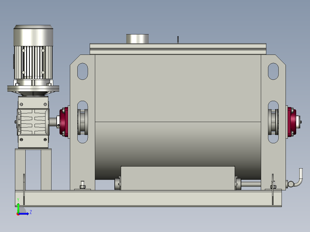 horizontal-mixer卧式搅拌机3D数模图纸 STP格式左视图