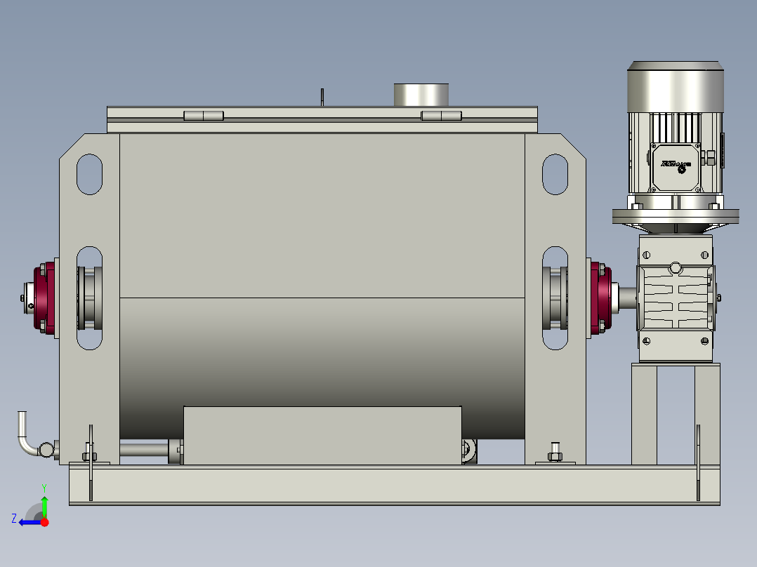 horizontal-mixer卧式搅拌机3D数模图纸 STP格式右视图