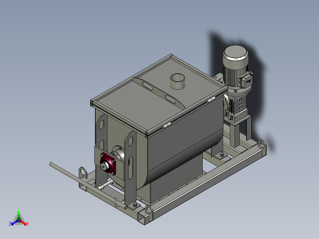 horizontal-mixer卧式搅拌机3D数模图纸 STP格式正等轴测图