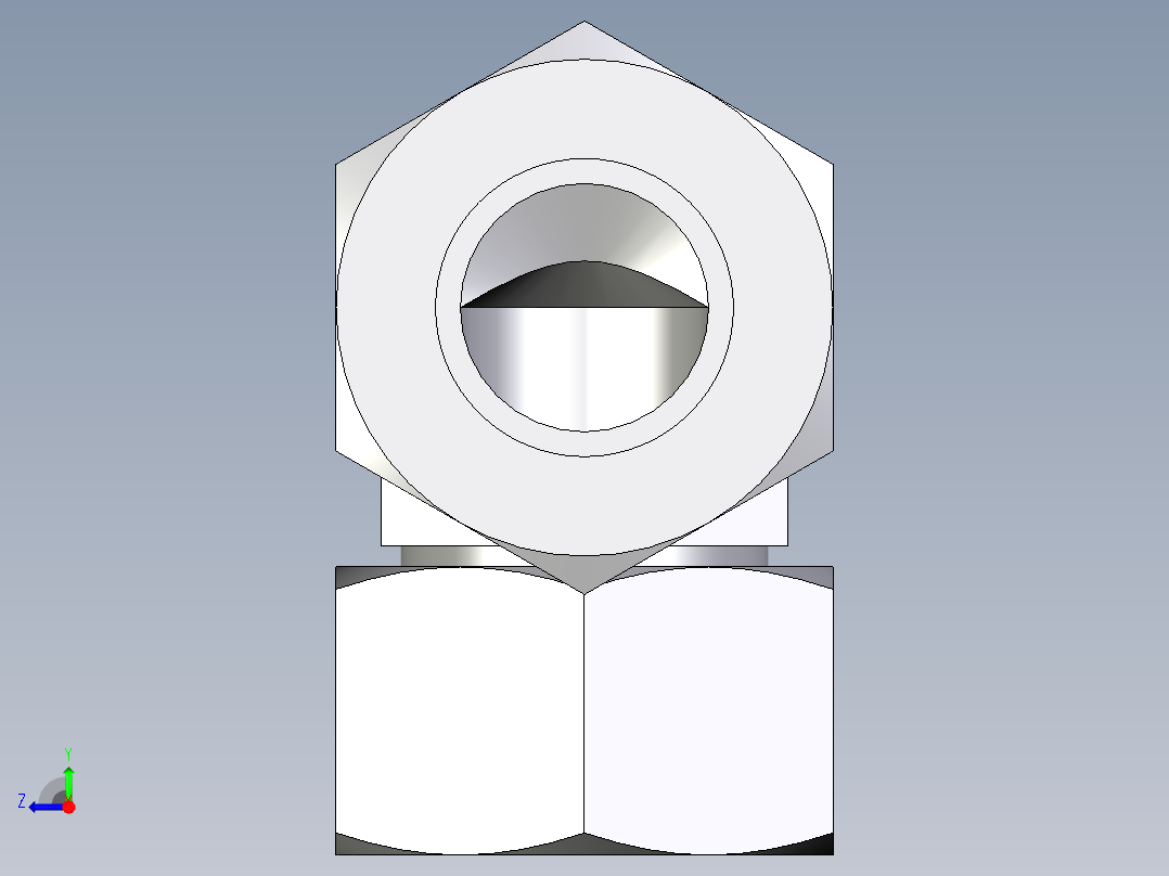 卡套式工业通用硬管接头EO_Swivel_nut_elbow_EW30S71右视图