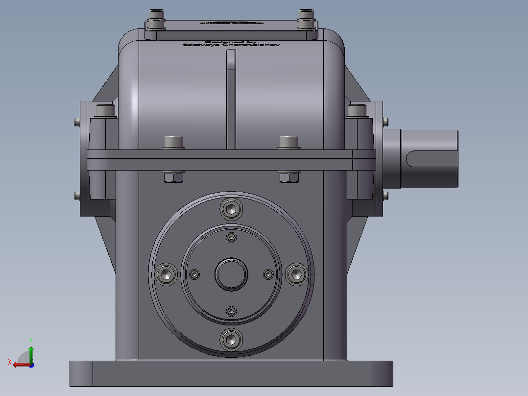 复杂的涡轮减速器后视图