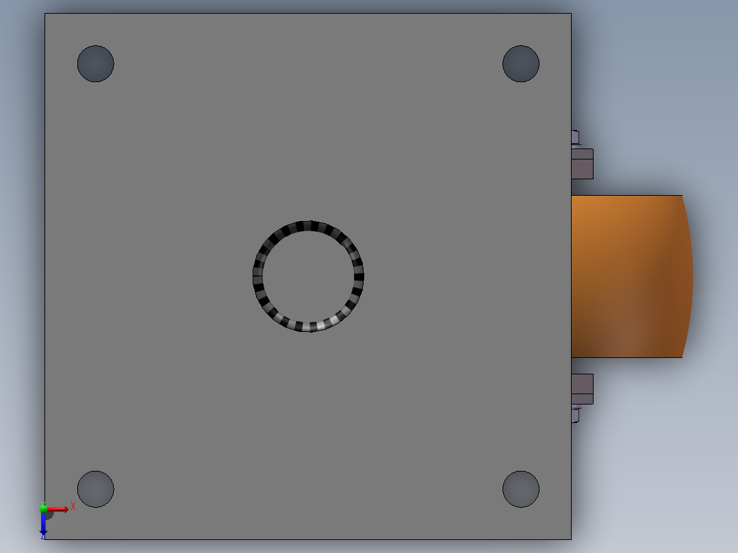 360度旋转设备车轮，俯视图