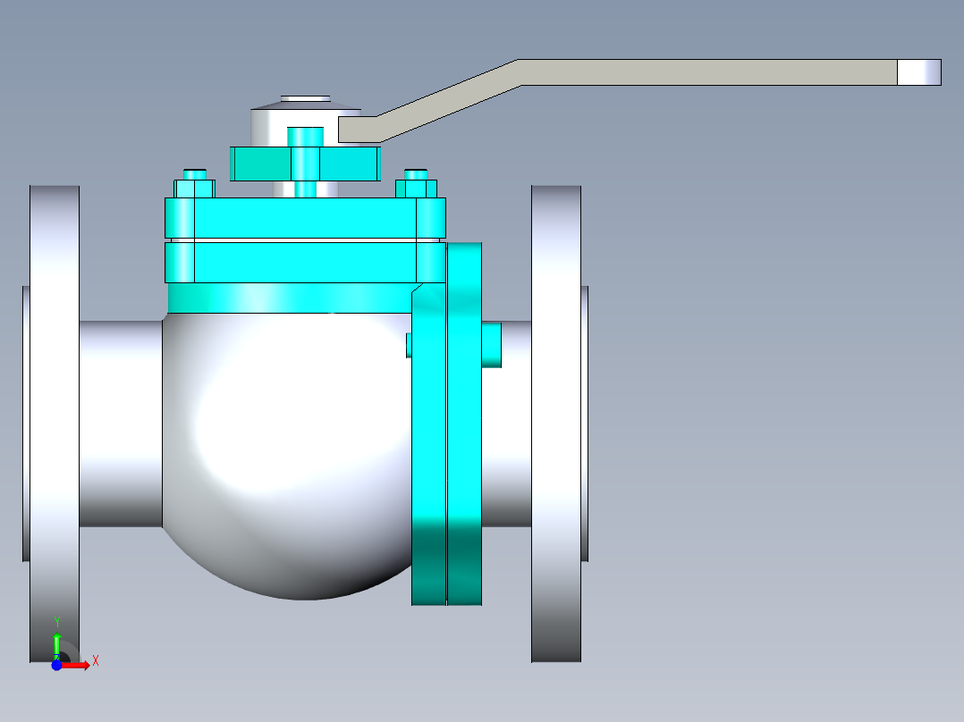 管道手动球阀-水管开关阀-手动阀门法兰连接球阀[32]前视图