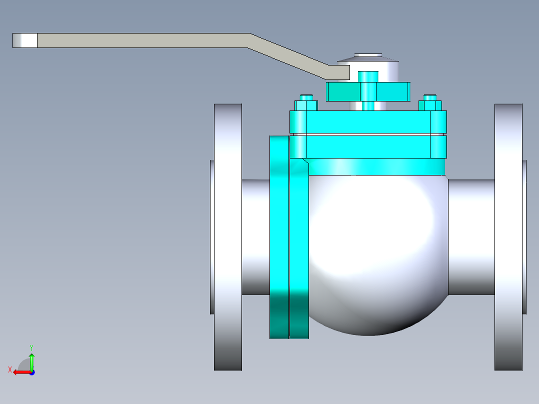 管道手动球阀-水管开关阀-手动阀门法兰连接球阀[32]后视图