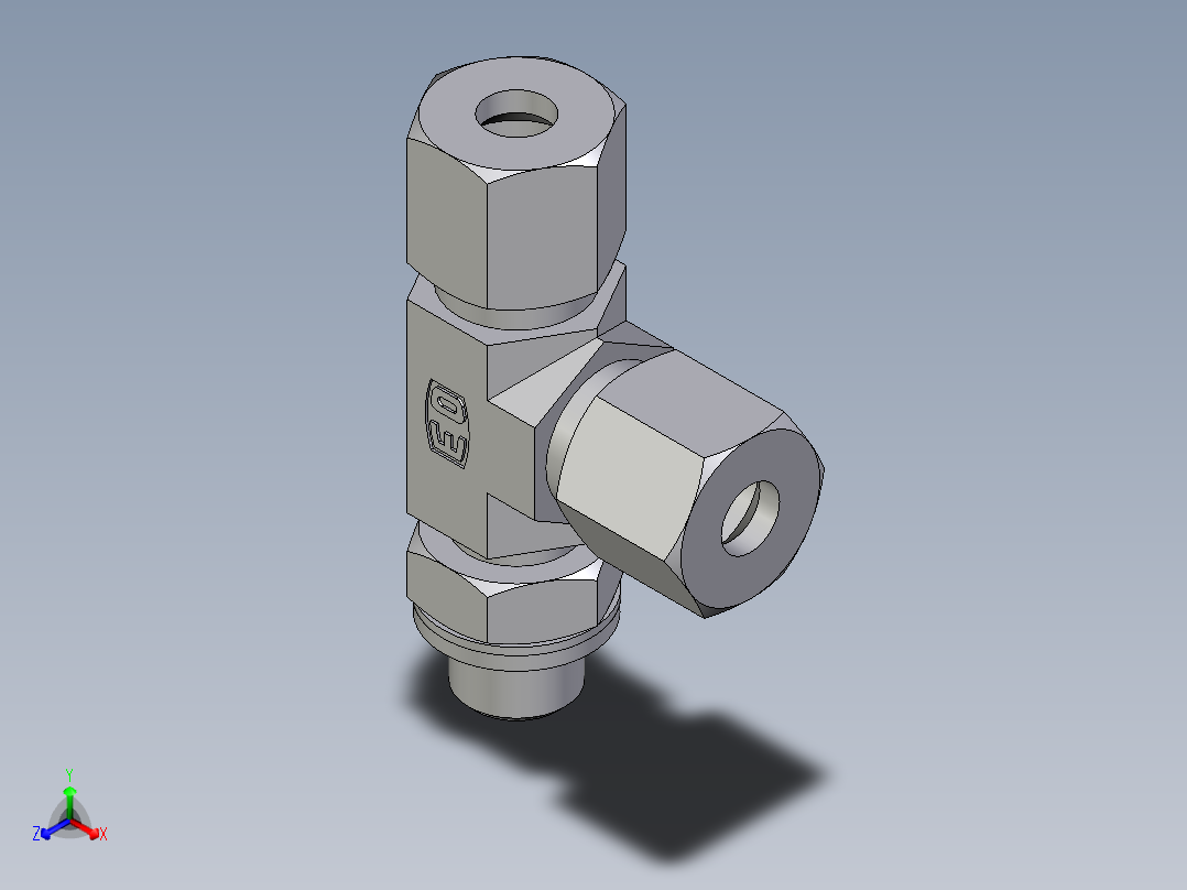 卡套式工业通用硬管接头EO_Adjustable_locknut_run_tee_LEE08ZSRCF主视图