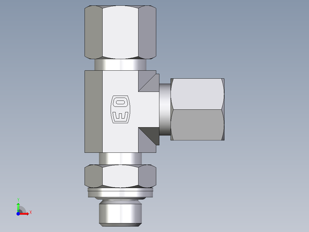 卡套式工业通用硬管接头EO_Adjustable_locknut_run_tee_LEE08ZSRCF前视图