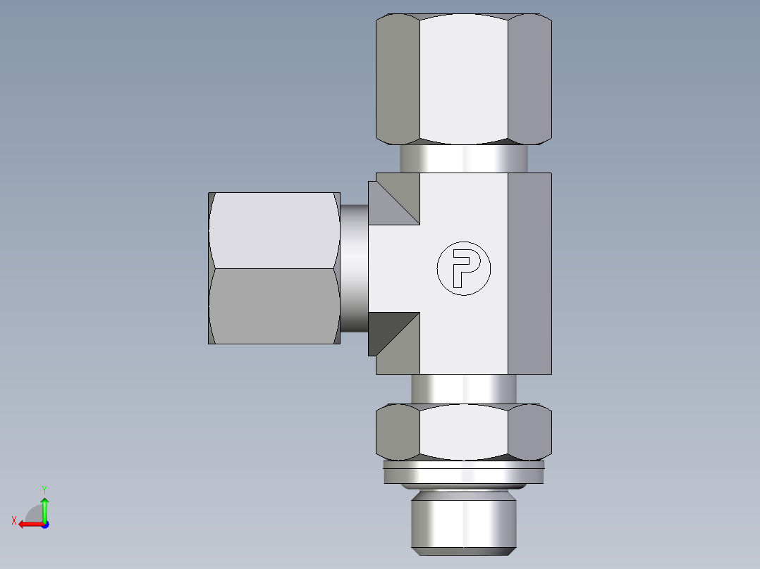 卡套式工业通用硬管接头EO_Adjustable_locknut_run_tee_LEE08ZSRCF后视图