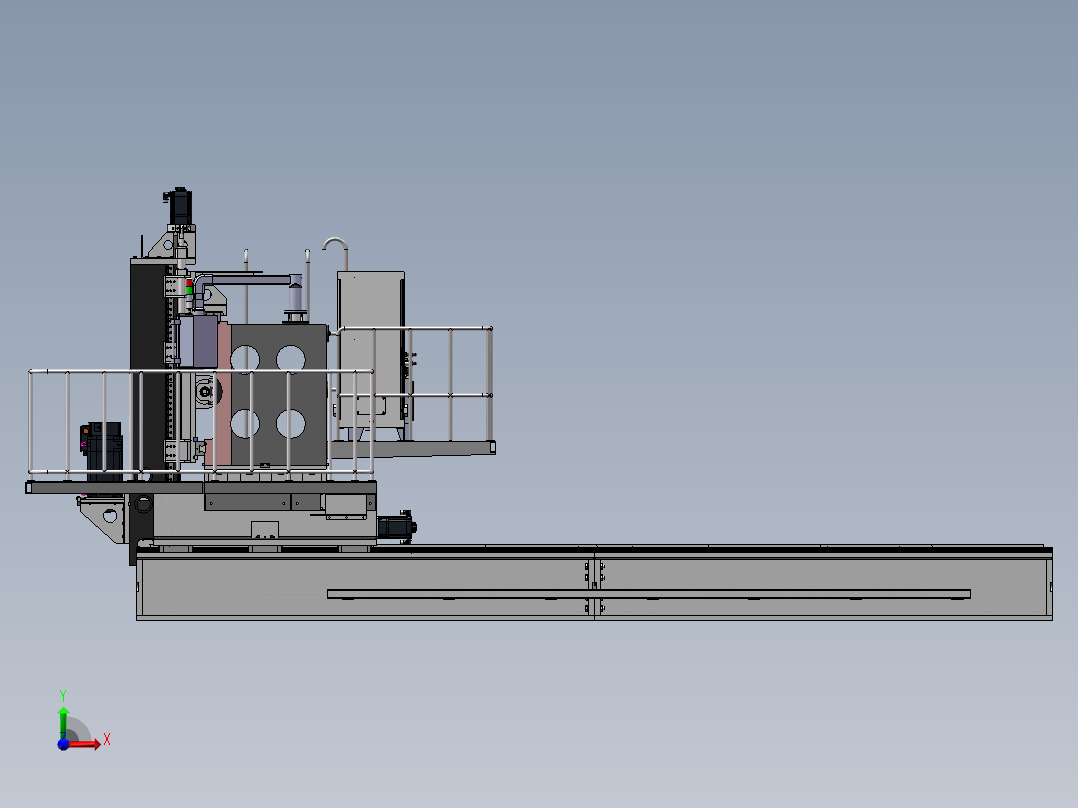 6000龙门移动式数控平面钻（sw20可编辑+工程图）前视图