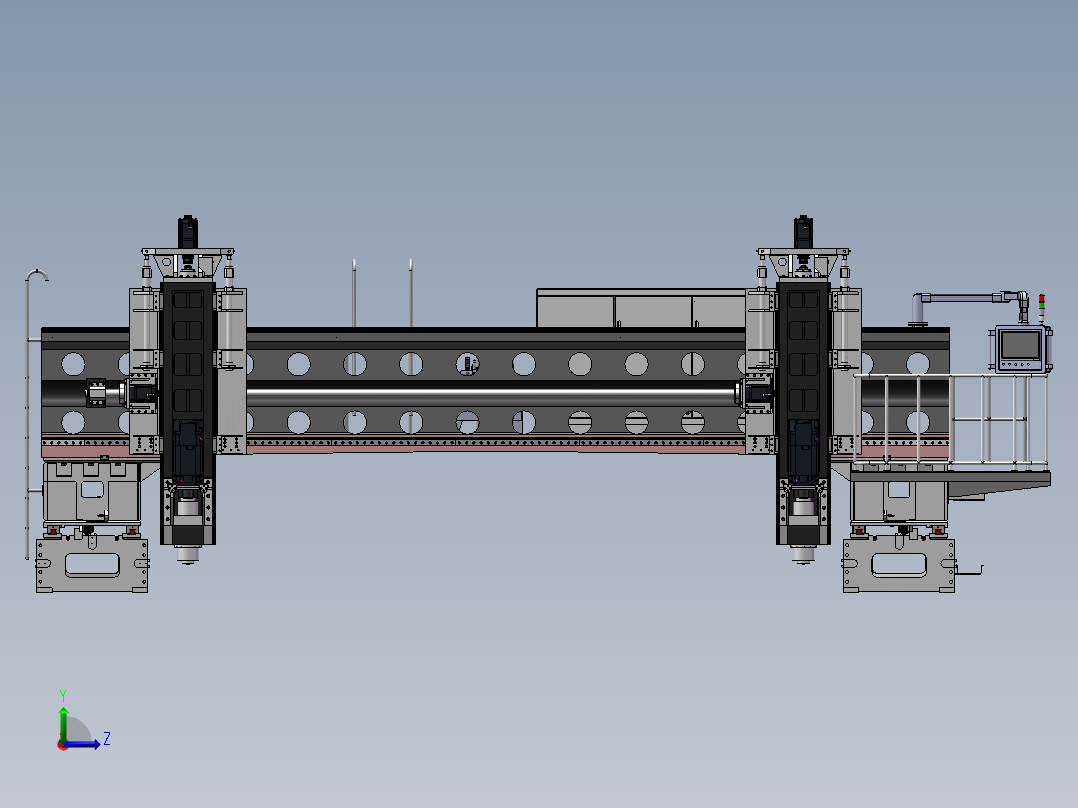 6000龙门移动式数控平面钻（sw20可编辑+工程图）左视图