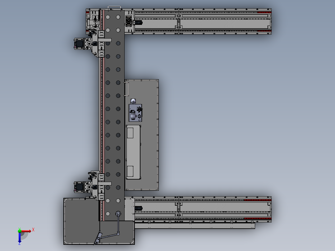 6000龙门移动式数控平面钻（sw20可编辑+工程图）俯视图