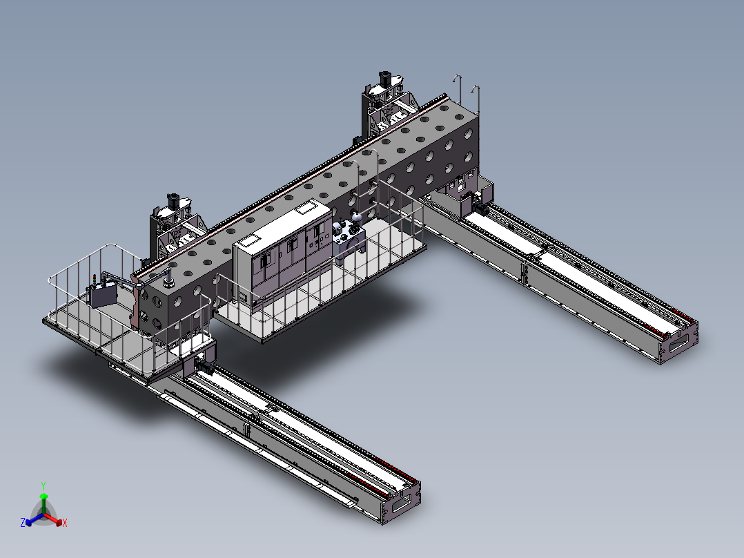 6000龙门移动式数控平面钻（sw20可编辑+工程图）正等轴测图