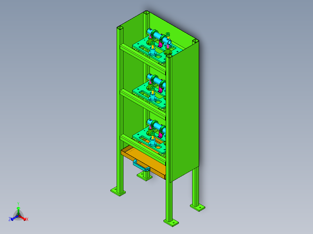 缓冲架模型设计图正等轴测图