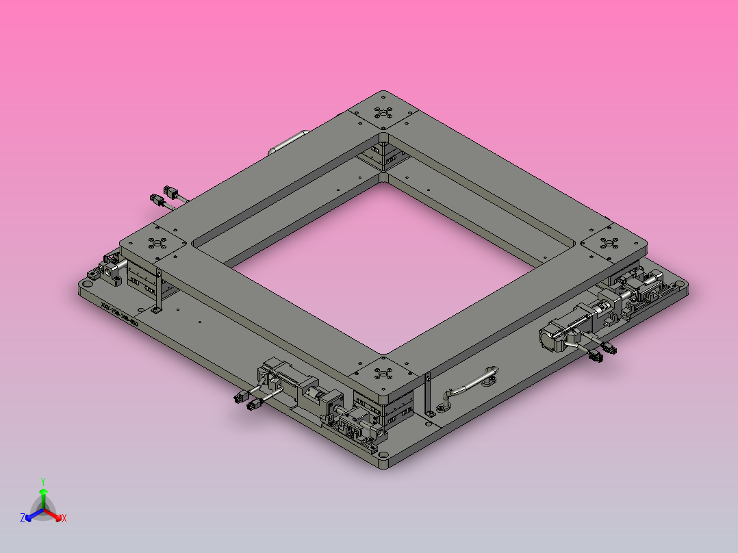 中空旋转平台xxy650-105-750正等轴测图