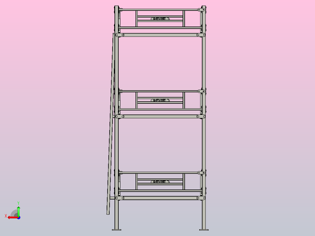 金属床组件后视图