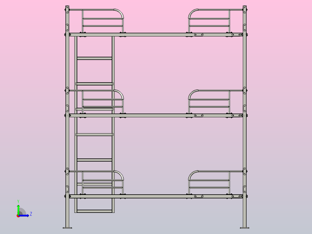 金属床组件左视图