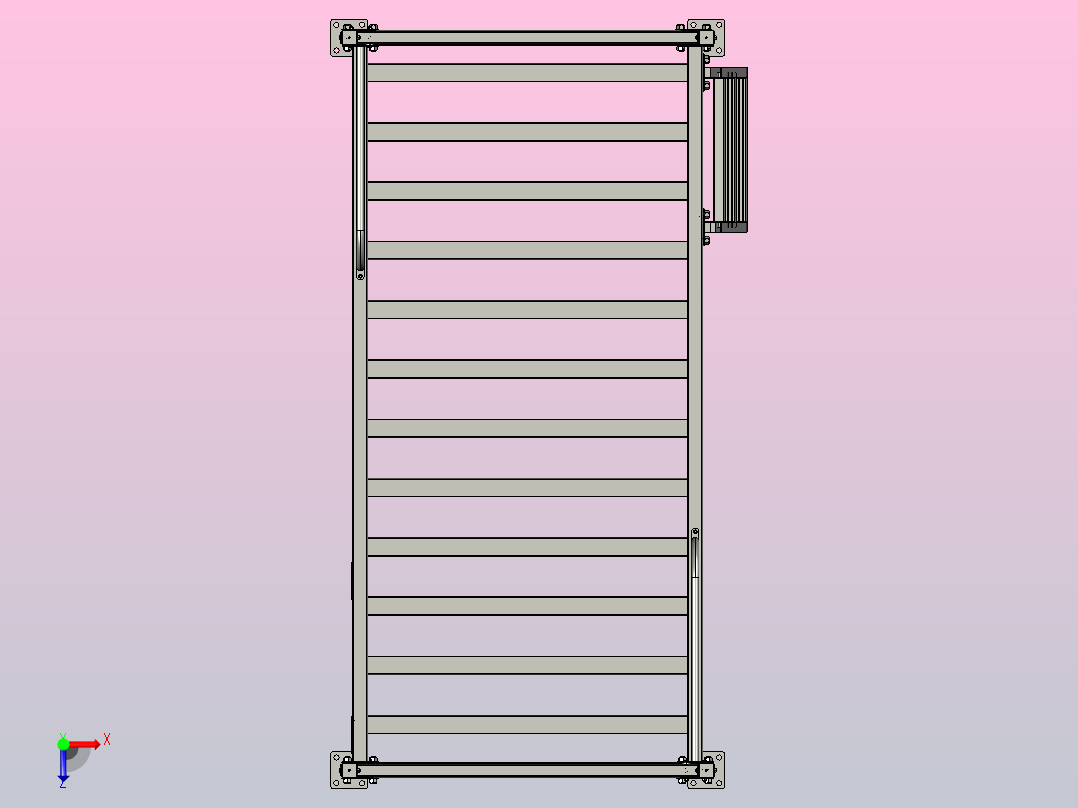 金属床组件俯视图