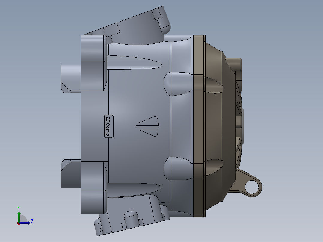 solidworks 250缸二冲程液体冷却左视图