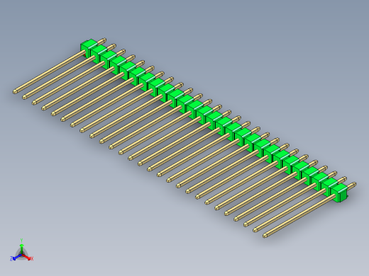 彩色公头100mil（2.54mm）系列-DS1021_green_1x27p_100mil_Type19_rev1.0正等轴测缩略图
