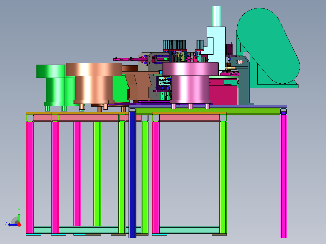 铜头自动送料铆钉机右视图