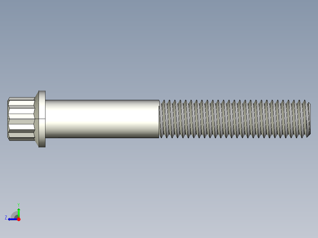 1_4in-28法兰头螺钉-1-4in-28 1.75long 12-point screws.IGS右视图
