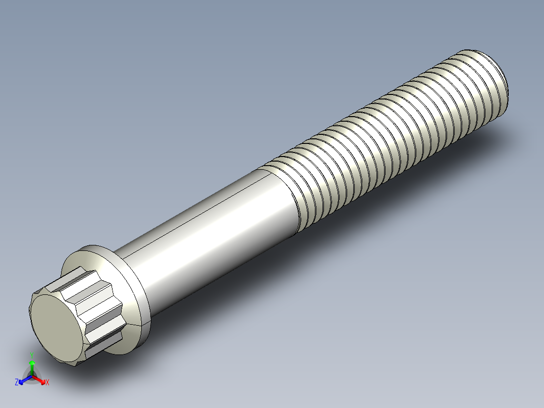 1_4in-28法兰头螺钉-1-4in-28 1.75long 12-point screws.IGS正等轴测图