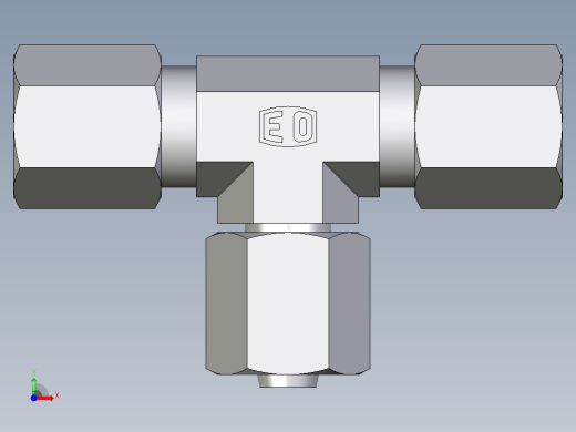 卡套式工业通用硬管接头EO_Swivel_nut_branch_tee_ET06L71前视缩略图