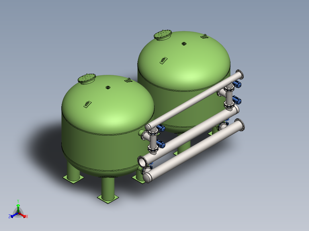砂滤器、砂滤系统正等轴测图