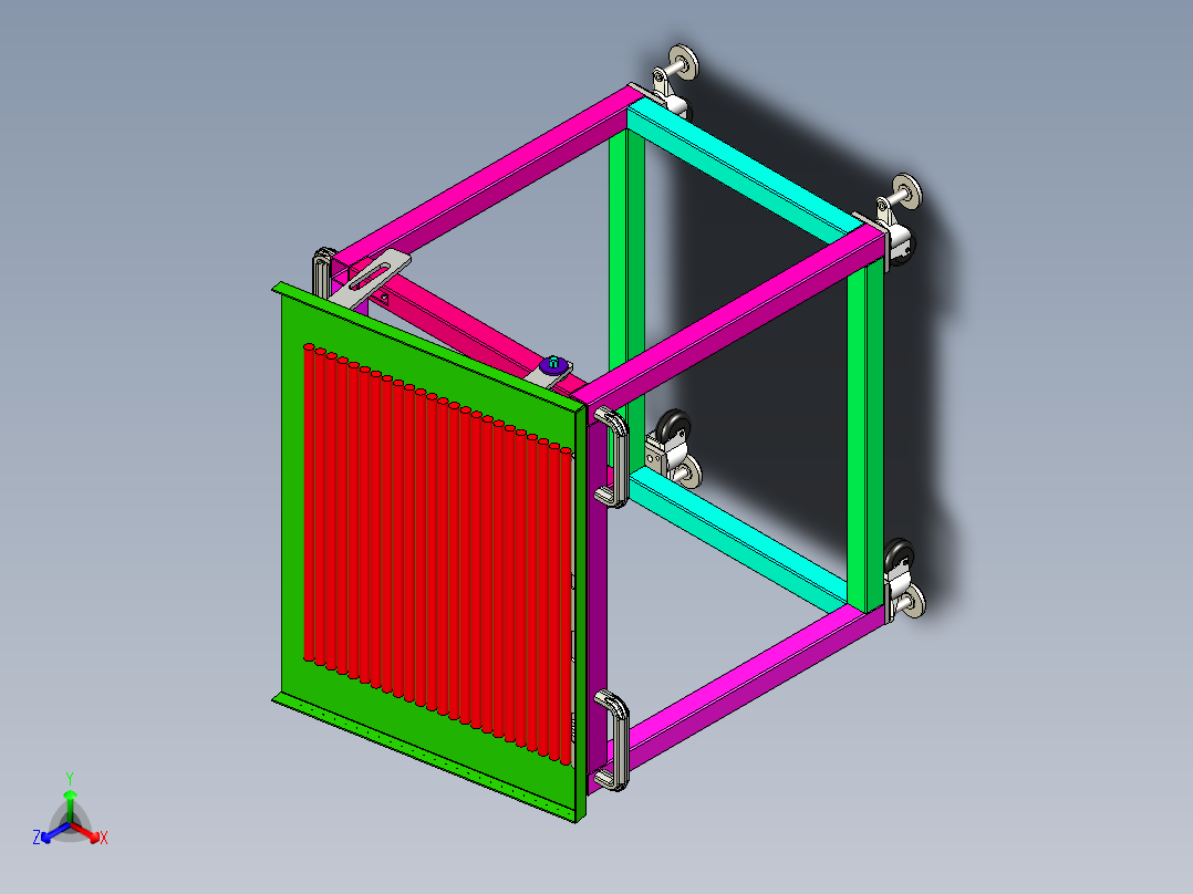 圆棒排料放置工装正等轴测图