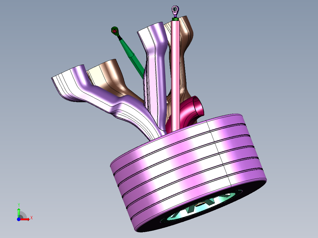 联动调节车轮参数悬架前视图